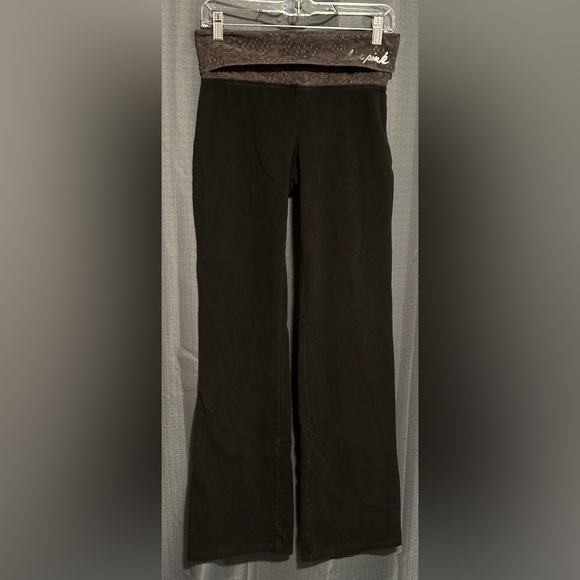 Pink Victoria’s Secret Yoga Pants with Fold Over Waist - Picture 1 of 5